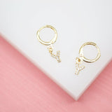 18K Gold Filled Name Initial Huggies Earrings (L263A)