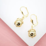 18K Gold Filled Golden Ball French Latch Lever Back Earrings