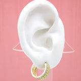 18K Gold Filled Huggies Earrings With CZ Cubic Zirconia Stones (K125A)