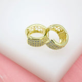 18K Gold Filled Huggies Earrings With Cubic Zirconia Stones