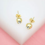 18K Gold Filled Round Stud Earrings With CZ Stone