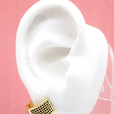 18K Gold Filled Huggies Earrings With CZ Cubic Zirconia Black Stones