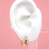 18K Gold Filled Huggies Earrings With MultiColo (STYLE D)(L73)