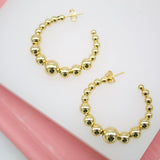 18K Gold Filled Gold Beaded Dangle Stud Earrings (K74)