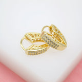 18K Gold Filled Huggies Earrings With CZ Cubic Zirconia Stones