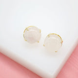 18K Gold Filled Round Natural Stone Gemstone Stud Earrings
