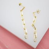 18K Gold Filled Link Chain Dangle Drop Earrings (L124)