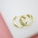 18K Gold Filled Huggies Earrings With Micro CZ Cubic Zirconia Stones (K8)