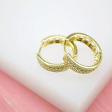 18K Gold Filled Huggies Earrings With Micro CZ And Cubic Zirconia Stones