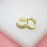 18K Gold Filled Huggies Earrings With CZ Cubic Zirconia Stones (K125A)