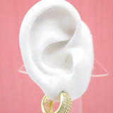 18K Gold Filled Huggies Earrings With Cubic Zirconia Stones