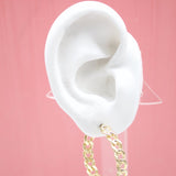 18K Gold Filled Cuban Link Chain Hoops Stud Earrings