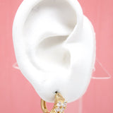 18K Gold Filled Huggies Earrings With Round CZ Cubic Zirconia Stones (STYLE C)