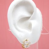 18K Gold Filled Flower Huggies Earrings With CZ Cubic Zirconia Stones (L73) (STYLE CC)