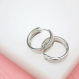 18K Rhodium Filled Plain Huggies Earrings