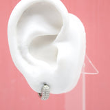 18K Gold Filled Thick Huggies Earrings With Cubic Zirconia Clear Stones (K234)