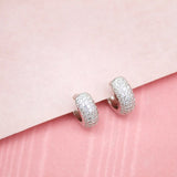 18K Gold Filled Thick Huggies Earrings With Cubic Zirconia Clear Stones (K234)