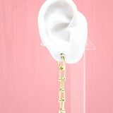 18K Gold Filled Bead Link Chain Dangle Drop Long Earrings