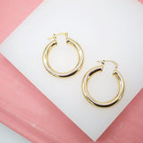 18K Gold Filled 5mm Thick Chunky Lever Back Hoop Earrings (J207)