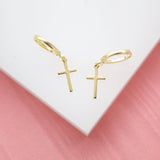 Tiny Simple Cross Huggie Earrings (L226)