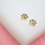 18K Gold Filled Dog Paw Print Stud Earrings (K145A)