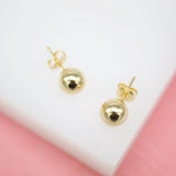 18K Gold Filled Small Gold And Rhodium 8mm Stud Earrings (L144)