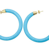 18K Gold Filled 5mm Thick Enamel Open Hoop Earrings (XX27) (XX28)