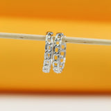 18K Rhodium Link Cuban Huggie Earrings (K304)