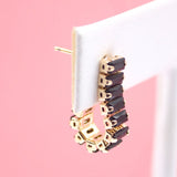 18K Gold Filled Black CZ Half Stud Earrings (K92A)