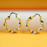 18K Gold Filled Twisted Hoop Latch Earrings (K38)