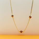 18k Gold Filled Curb Chain Necklace With Large Brown Beads (F2)