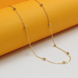 18K Gold Filled Beaded Cable Chain Necklace (F63)(I138A)
