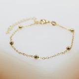 18K Gold Filled Beaded Cable Chain Bracelet (F63)(I138A)