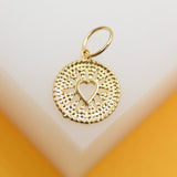 18K Gold Filled Round Heart Pendant Charm