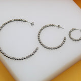 4mm Bead Link Open Hoop Earrings (K58/K59/K76/K77/K297)