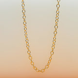 18K Gold Filled Wide Link Rolo Chain Necklace (F101)(I46A)