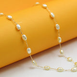 18K Gold Filled Oval Pearl Necklace (I11A)(H56)