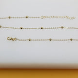 18K Gold Filled Beaded Cable Chain Necklace (F63)(I138A)