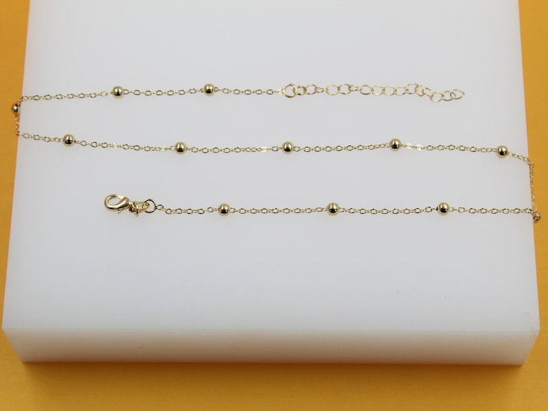 18K Gold Filled Beaded Cable Chain Bracelet (F63)(I138A)