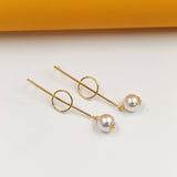 18K Gold Filled Pearl Drop Earrings (K157)
