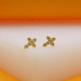18K Gold Filled CZ Crucifix Stud Earrings