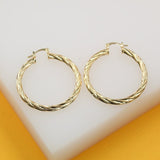 18K Gold Filled 4mm Thick Twisted Hoops Lever Back Earrings (J117-115)