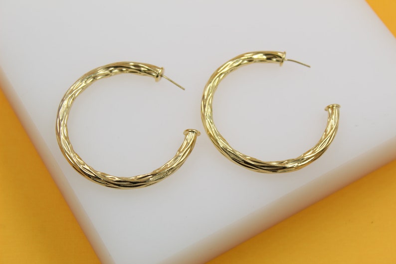 18K Gold Filled Twisted Open Hoop Earrings (K10, K11, K12, K13)