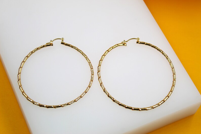 18K Gold Filled Thick Twisted Hoops Lever Back Earrings