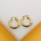 18K Gold Filled Small Twists Lever Back Hoop Earrings (J157)