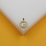 18K Gold Filled Round Medallion Initial Pendant (A70A)
