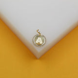 18K Gold Filled Round Medallion Initial Pendant (A70A)