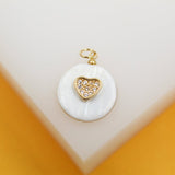 18K Gold Filled Madre of Pearl Heart Pendant