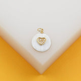 18K Gold Filled Madre of Pearl Heart Pendant