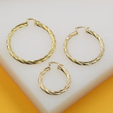 18K Gold Filled 3mm Thick Twisted Hoops Lever Back Earrings (J115, J116, J117, J156)
